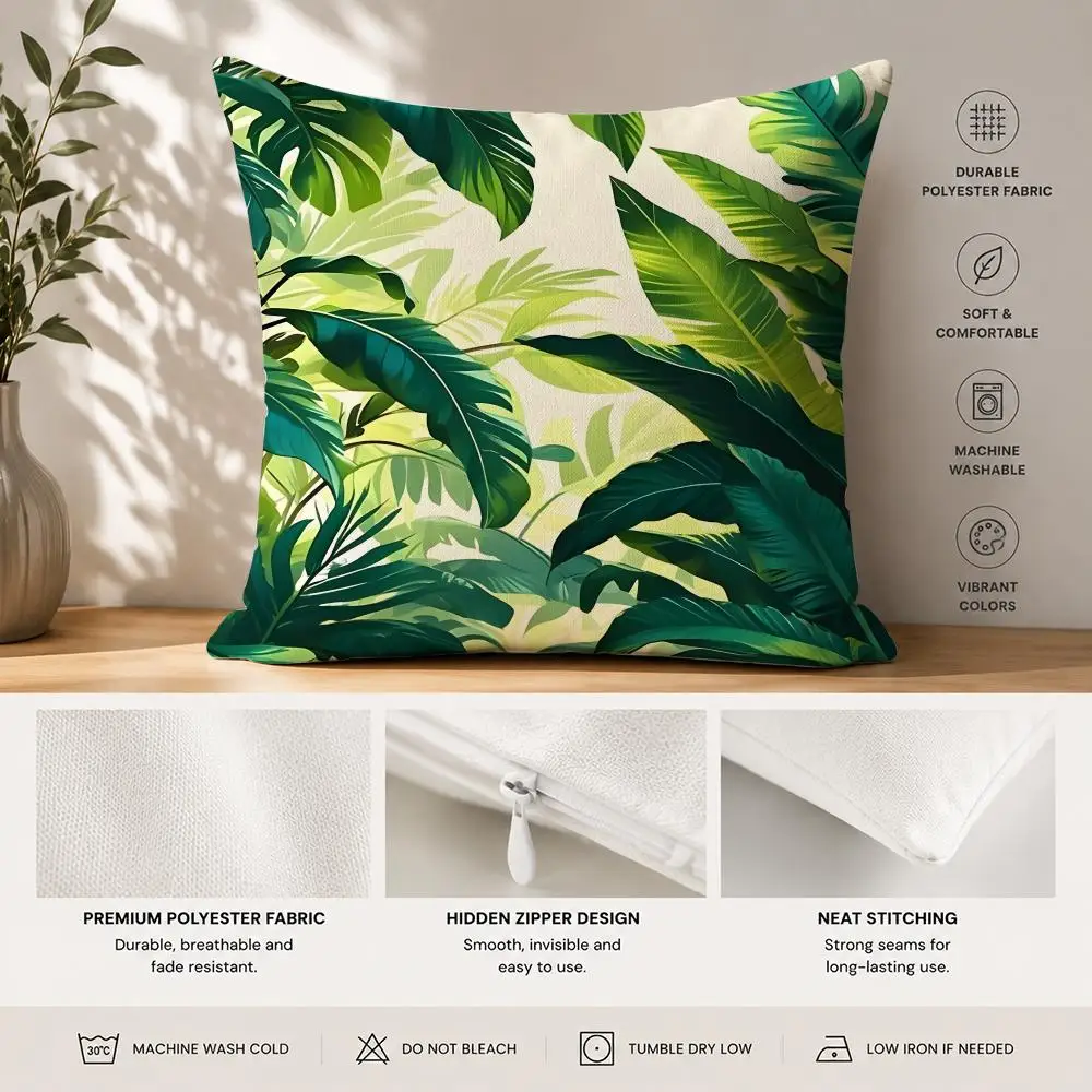 Palm Leaves Simplicity Cushion Cover 40x40cm Square Decorative Sofa Cushion Cover Bedroom Living Room Home Decor Gift