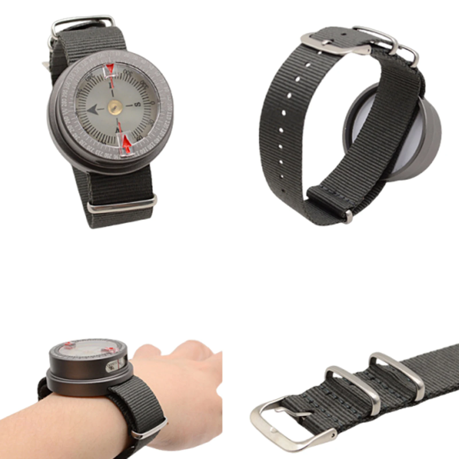 Aluminum Alloy Strong Magnet Diving Wristband Waterproof Diving Navigation Compass Wristband Compasses Watch for Outdoor Adve