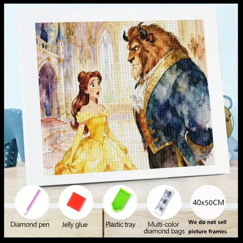 

1PC Beauty and the Beast Diamond Painting 5D Art Kit DIY Craft Crystal Gem Painting Set - Colorful and Detailed Design, Perfect