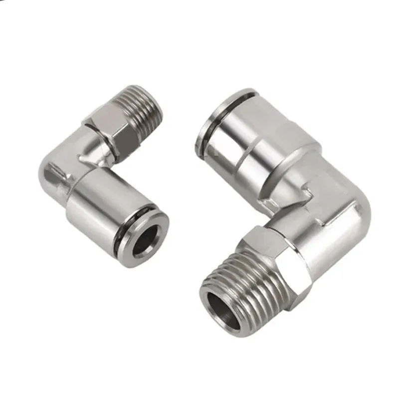 Nickel Plated Gas Pipe Water Connector 6 8mm 10mm External Thread 1/8 1/4 3/8 1/2 Pneumatic Quick Connector PL Elbow All Copper