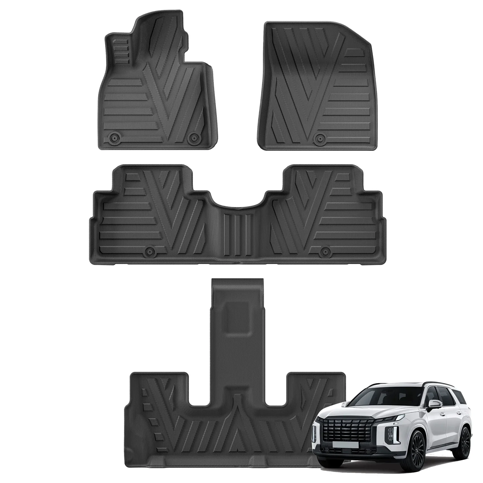 LUCKEASY for Hyundai Palisade 2020-2023 2024 Car Floor Mats Cargo Liner Trunk Pad TPE Waterproof Wear-resistant Protective Mat