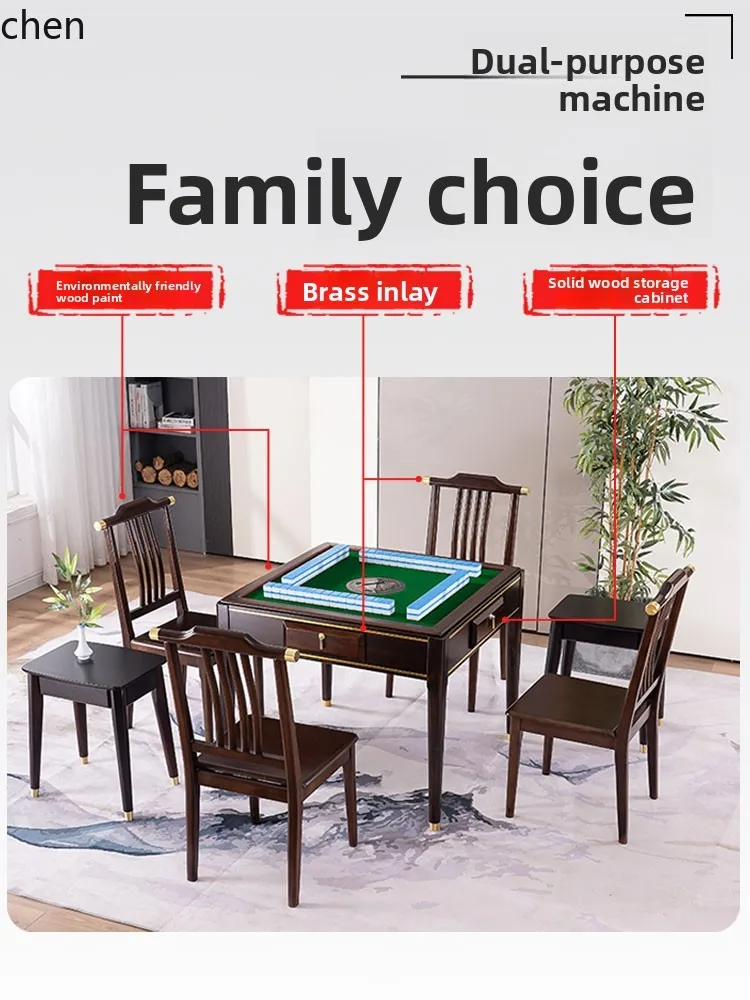 

QZT solid mahjong machine automatic household high-end multi-functional mahjong table dining table