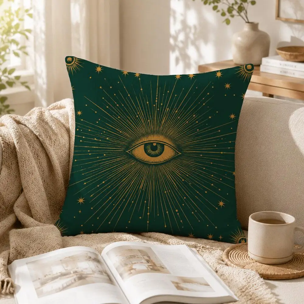 Celestial Occult Cushion Cover Linen Pillow Cover 40x40cm Decorative Cushion Case Boho Home Sofa Decor Gift