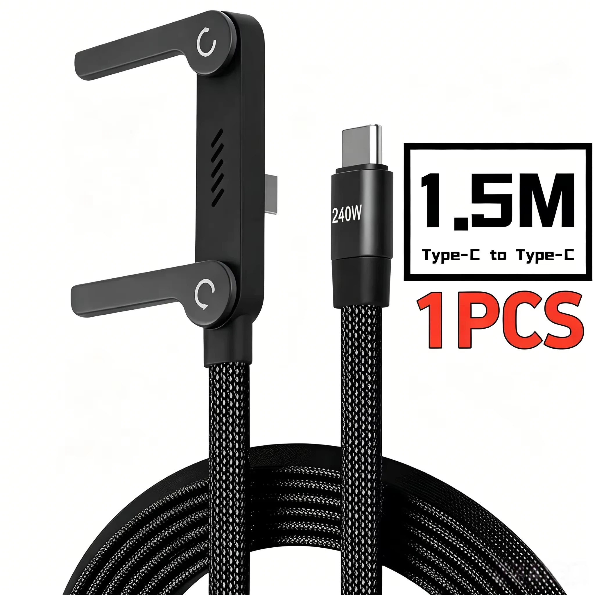 1.5M USB Cable 240W Quick Charge with Built-In Phone Stand Multi Functional Foldable Bracket Date Cable for Mobile Phone Data
