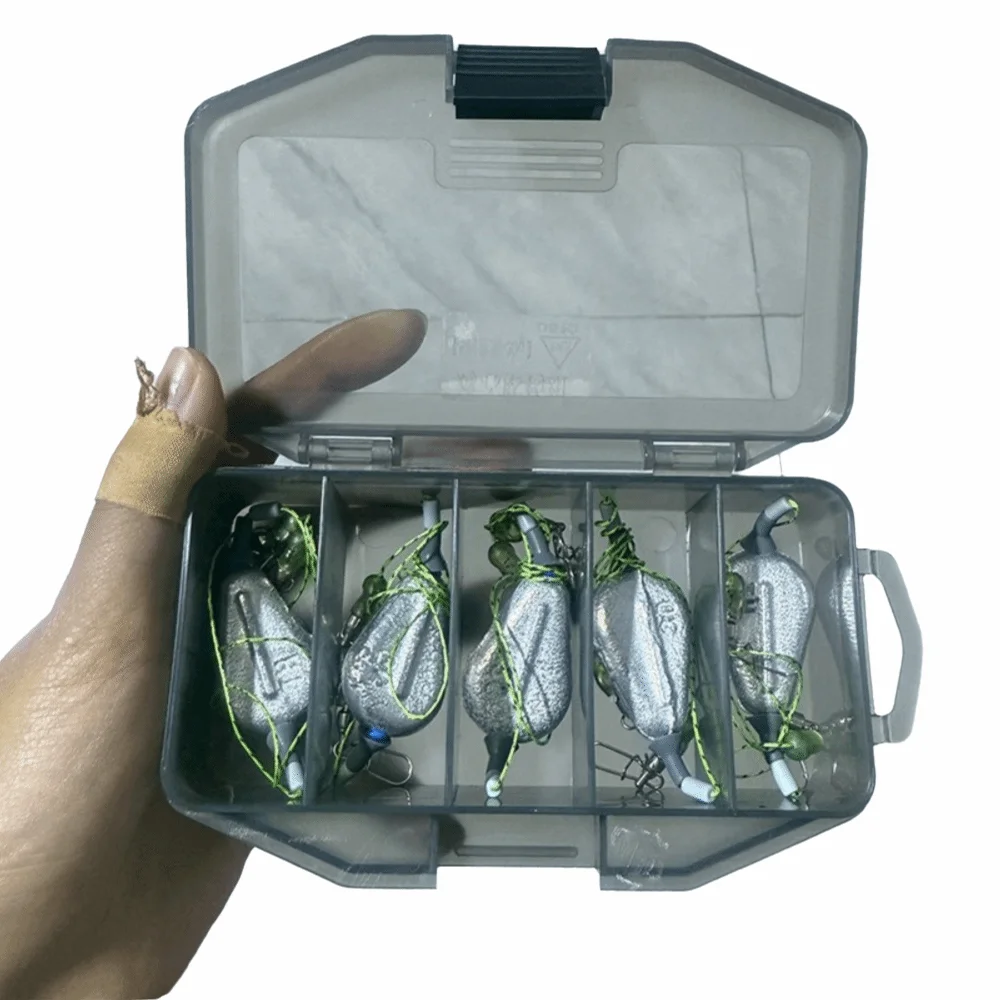 5pcs/Box 5pcs Set Fishing Rig Kit Built-In Drop Weight 20-120G Adjustable Weight Drop Weight Tackle Flat Heart-Shaped Lead