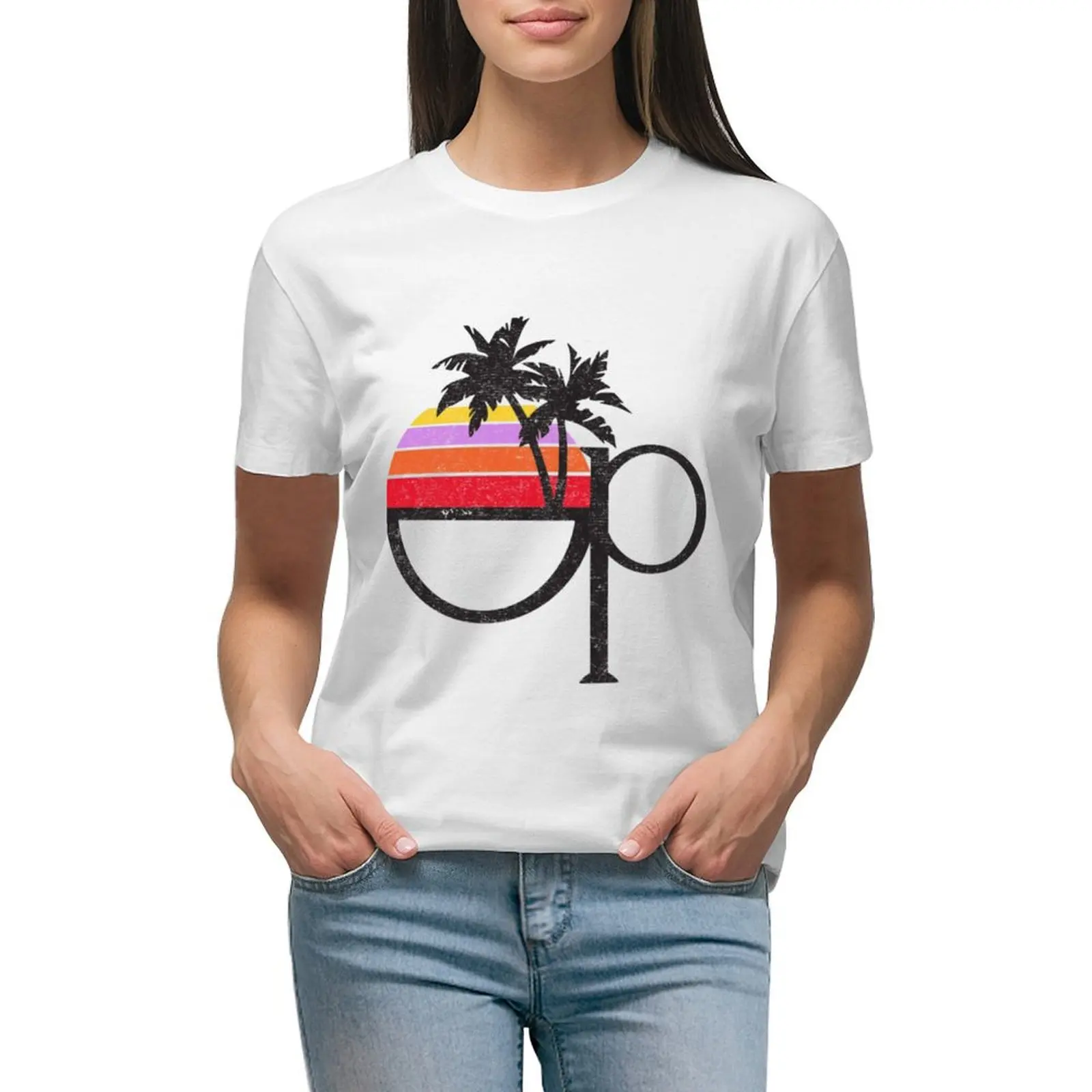 

Ocean Pacific OP Vintage Distressed 80s Eighties Classic T-shirt tees summer tops cropped t shirts for Women