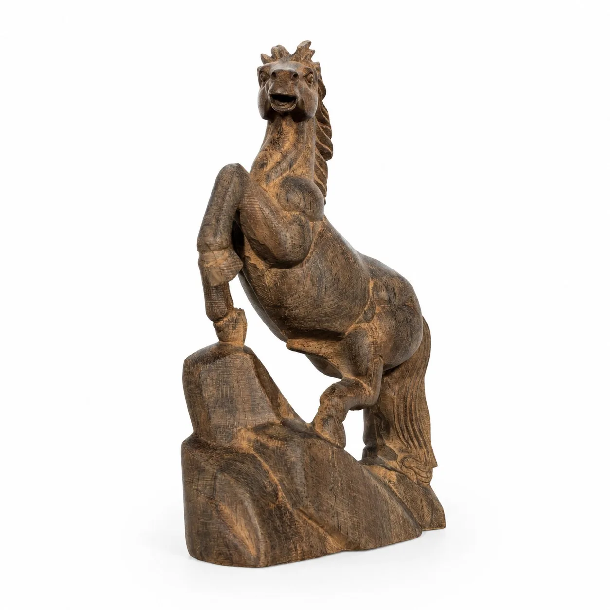 Hand Carved Vietnamese Agarwood Galloping Horse Statue for Chinese Feng Shui Office Desk Tabletop Zodiac Decor Gift