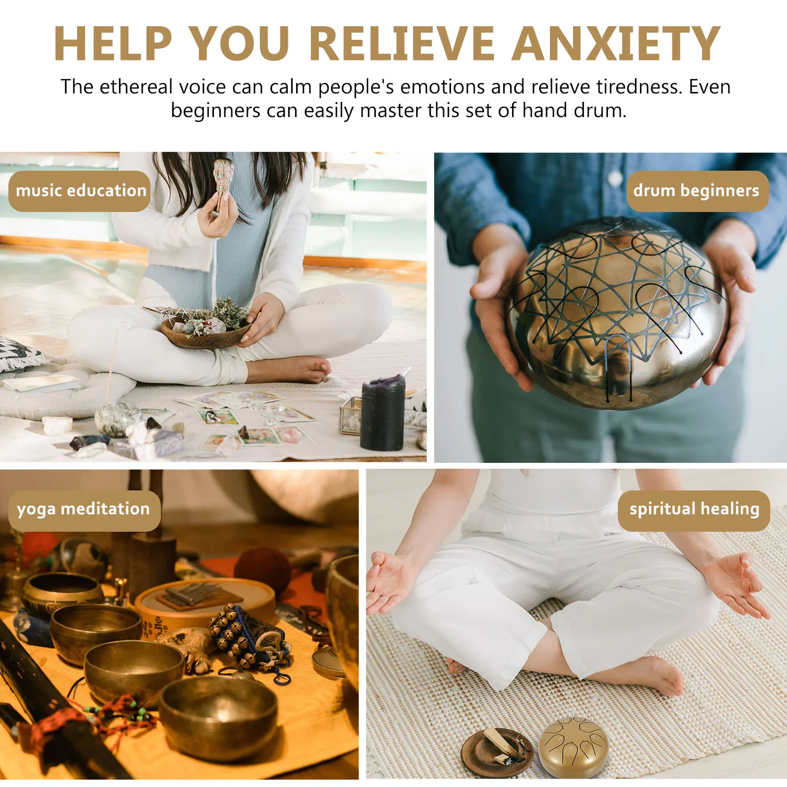 

Ethereal Drum Steel Tongue Percussion Instrument Yoga 8 Tone Carbon Alloy 6-inch