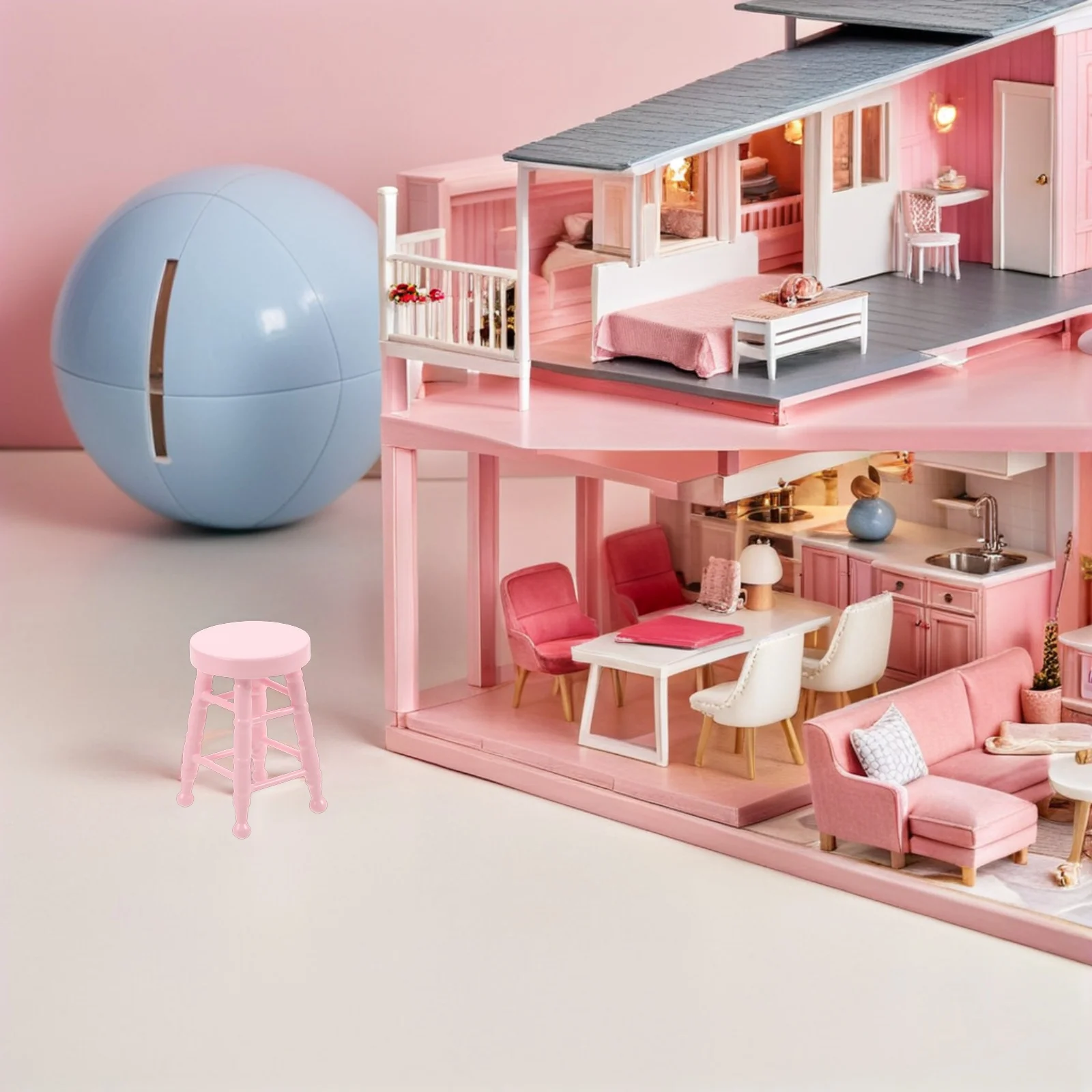 Mini massief houten meubelen log kruk poppenhuis hoge kleine stoel voor ambachten simulatie accessoires