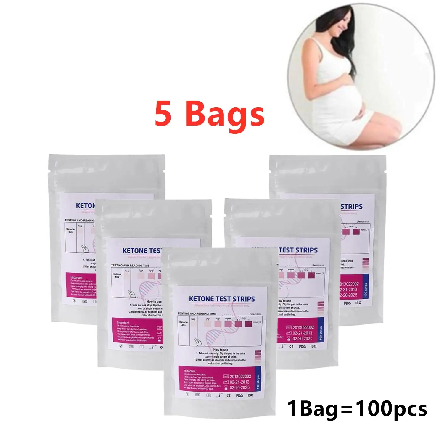 5 Bags Urinary Ketone Strips Urine Analysis Keto Strips Healthy Diet Body Tester For Test Body Fat Health Tools