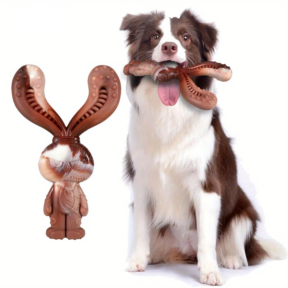 Indestructible Dog Chew Toy Nylon Rabbit Shaped Dog Chew Toy Beef Flavor For Medium And Large Dogs(30-120lb) Strong Chewing