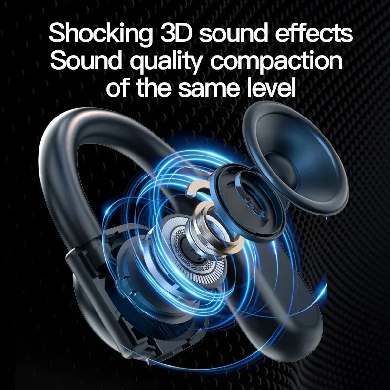 سماعة لاسلكية تعمل بالبلوتوث 5.3 سماعة HiFi ستيريو الأذن هوك الموسيقى سماعة رأس رياضية إلغاء الضوضاء سماعة مع ميكروفون عالي الدقة للهاتف المحمول