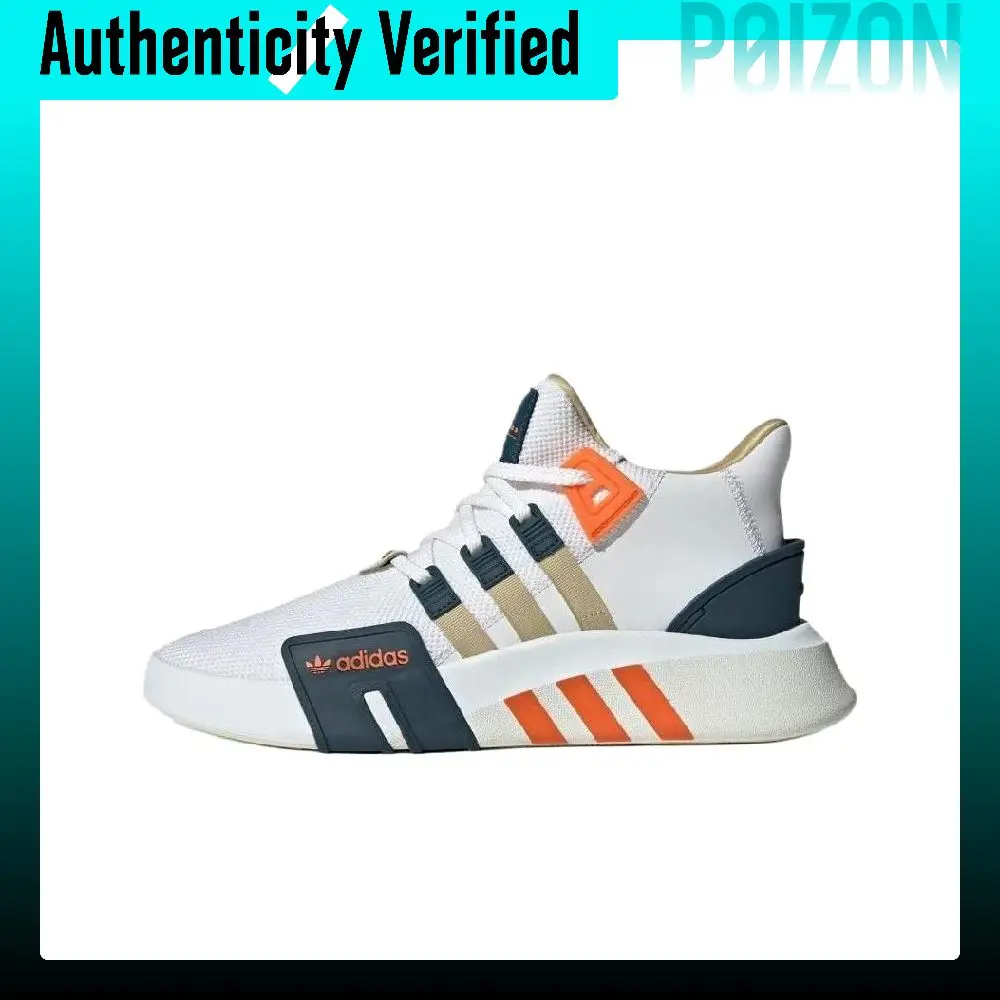 Adidas Originals Eqt Bask Adv Textile, Synthetic Leather, TPU Mid top Casual Shoes Unisex White Orange JI4272