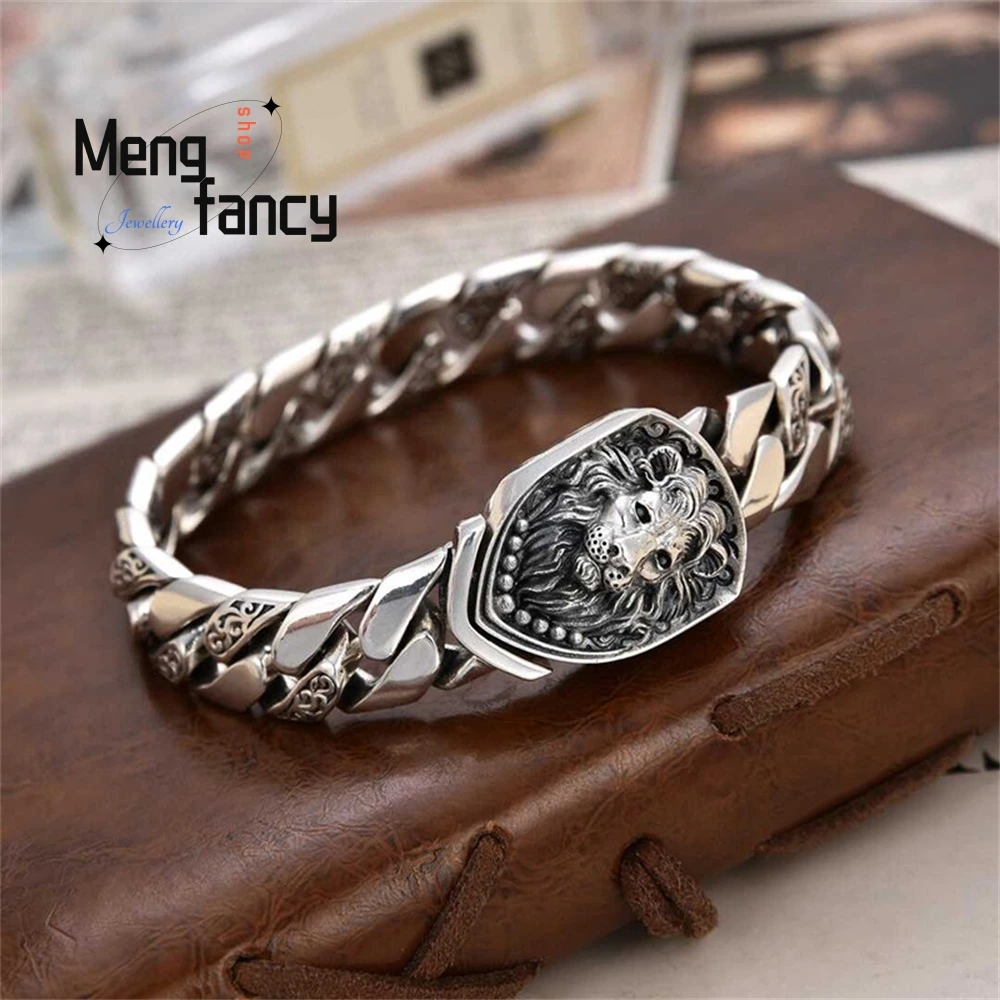 

New Retro And Powerful Lion Bracelet For Men, Punk Rock And Fashionable Cuban Chain Style Fashion Jewelry Exquisite Elegant