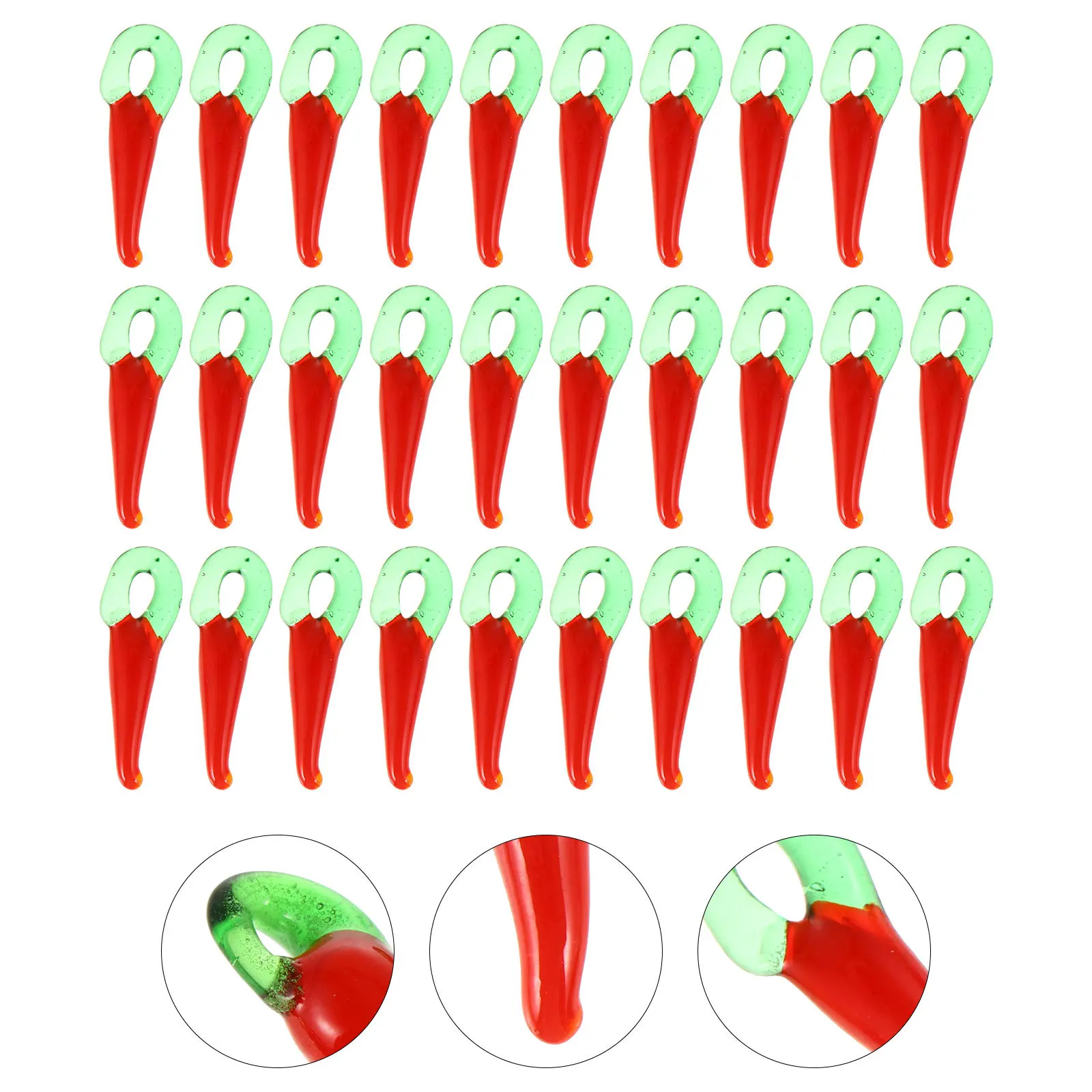 

100Pcs Bright Colored Pepper Shaped Glass Beads DIY Jewelry Making Charms Loose Beads for Craft Decoration Jewelry Making Charms