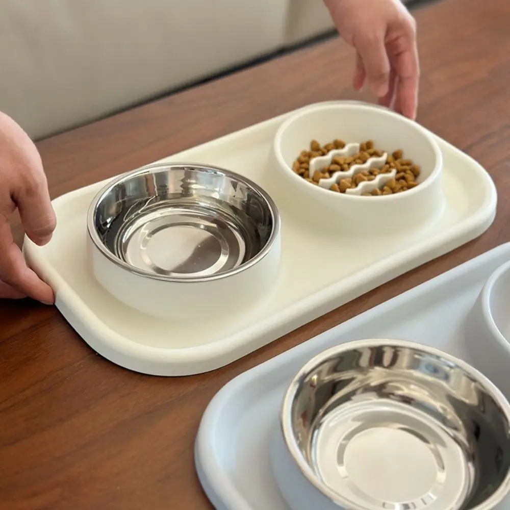

Non-toxic Double Slow Feeder Bowl Food-grade Anti-knockover Non Spill Food Mat Shatter-resistant Non-Slip Silicone Pet Bowl