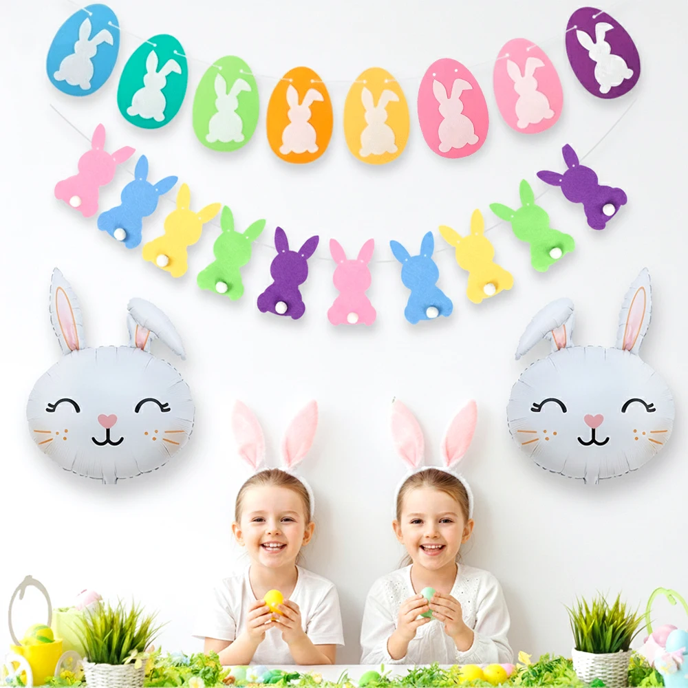 Easter Decoration Colorful Bunny Bunting Garland Door Wall H