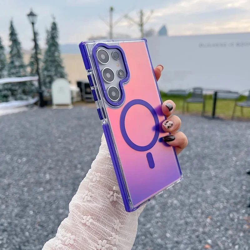 Applicable for Samsung S26 Ultra gradient two-color phone case, S25 matte magnetic suction, A56 anti-slip edge shockproof protec