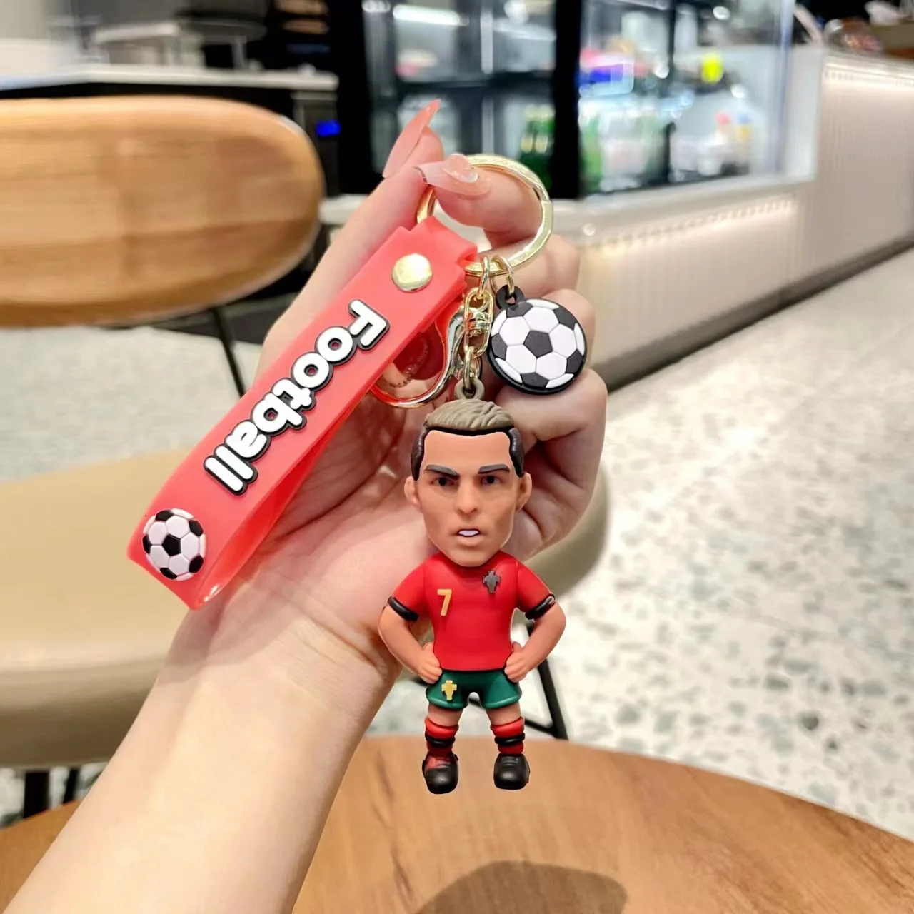 Futebol Ronaldo Jogador Figura Keychain, Estrela do futebol, Saco Pingente, Coleção Boneca Chaveiro, Action Figures Lembranças, Presentes de brinquedo, Novo