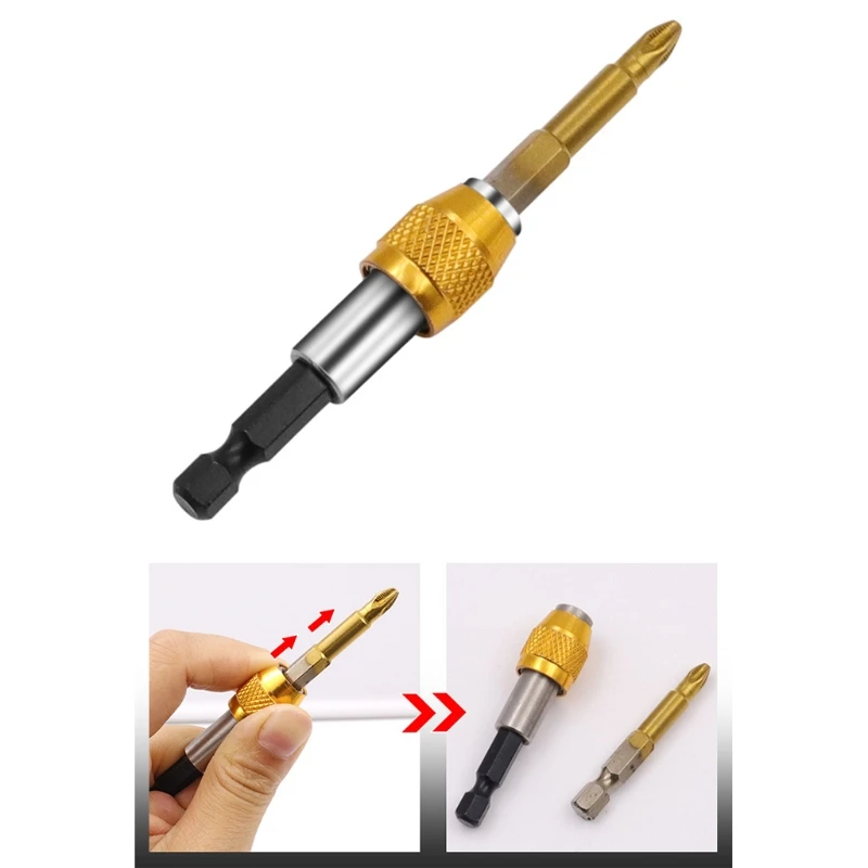 X37E Magnetic Bit Holder Chuck Adapter Drill Bit Extension with Universal 1/4” Hex Shank Drill Bit Set for Hex Impact Bits