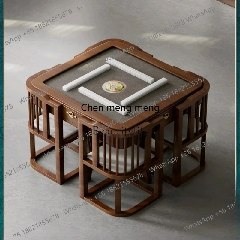 Mahjong machine automatic household new Chinese solid wood dual-purpose integration