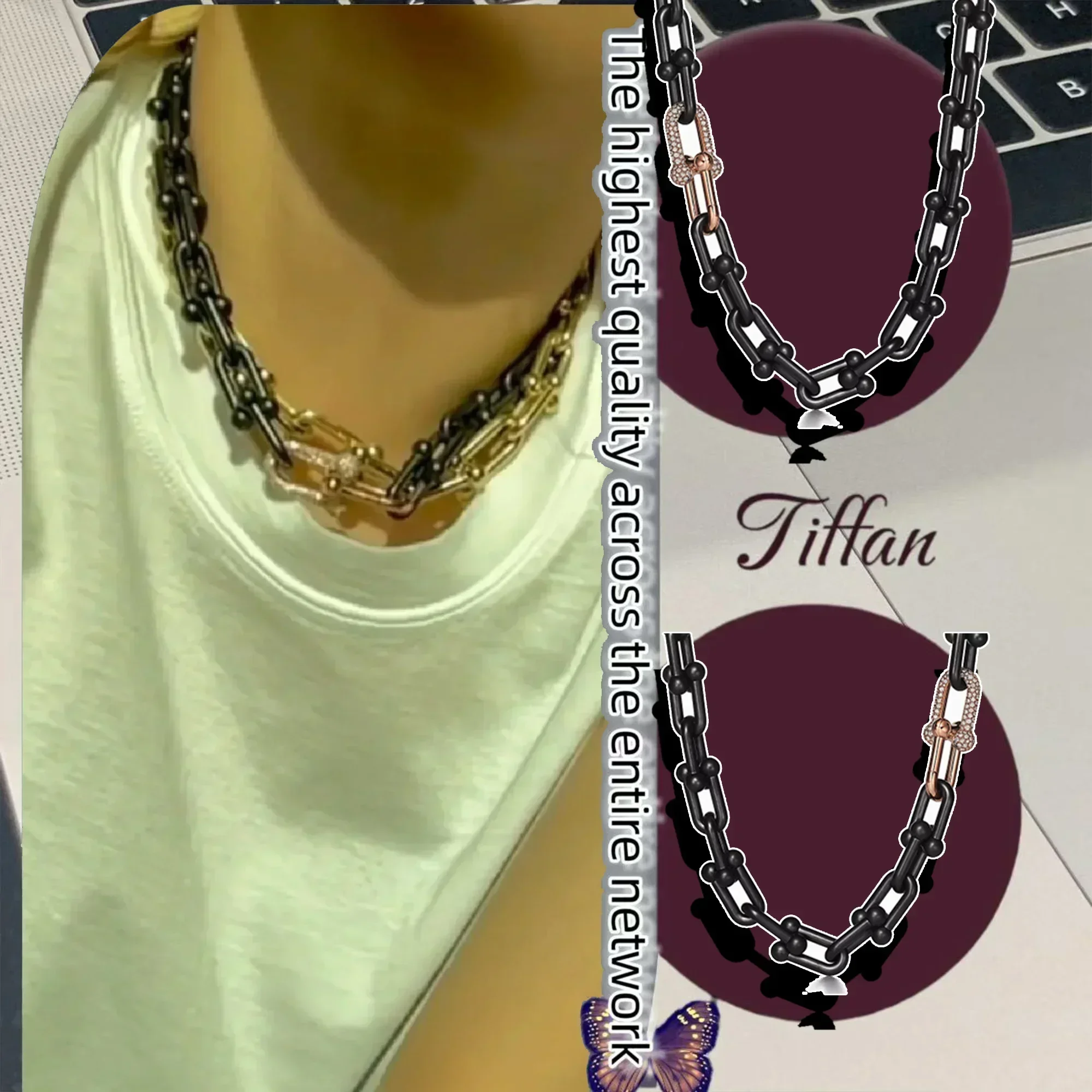 

S925 Sterling Silver Pharrell Williams Series Necklace - Black Gold, High-Quality, Unique Avant-Garde Design