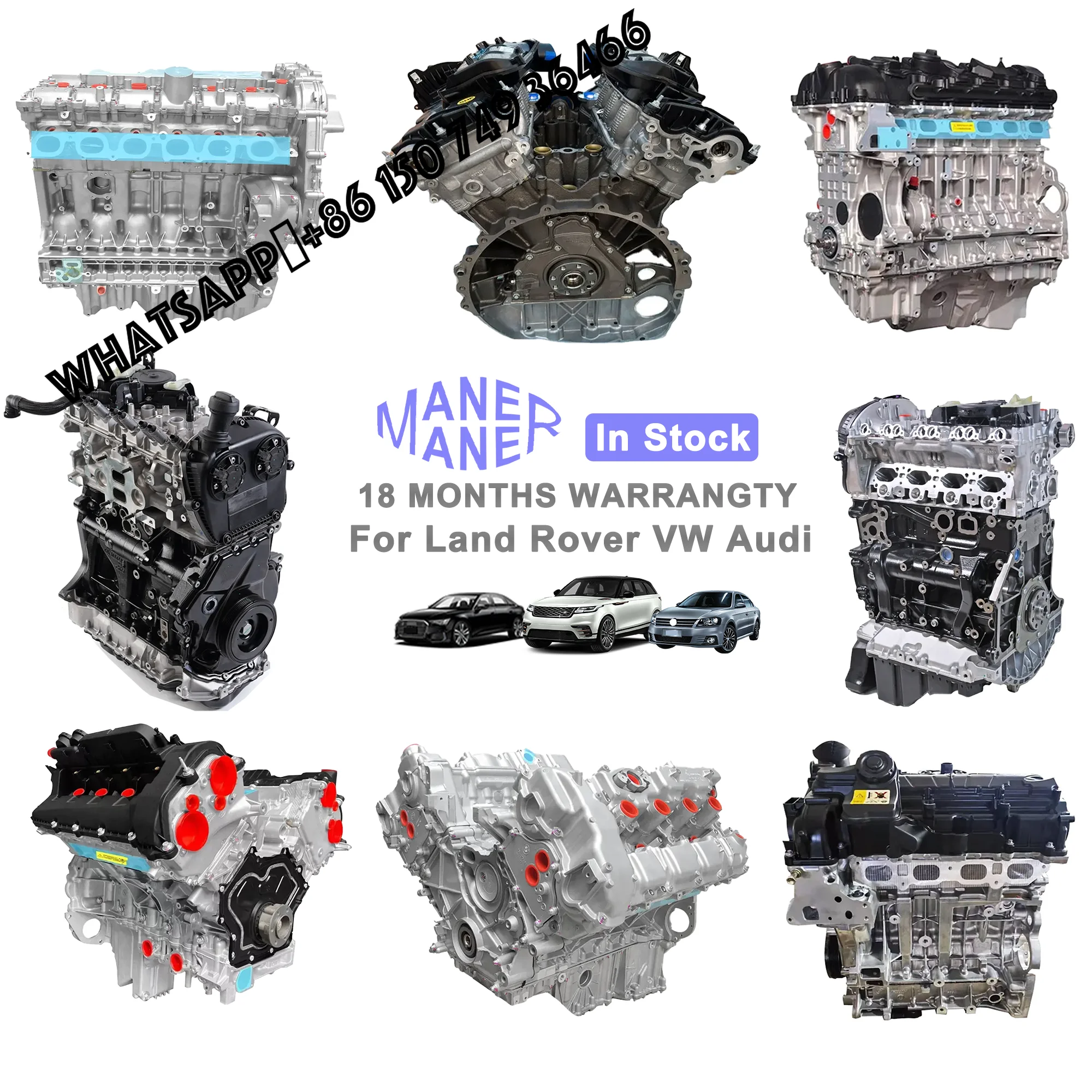 MANER Auto Parts Engine Assembly for Audi VW Land Rover Evoque BMW BENZ 2.0L TSI BPJ EA888 CDN CNC EA111 DPF CDZ