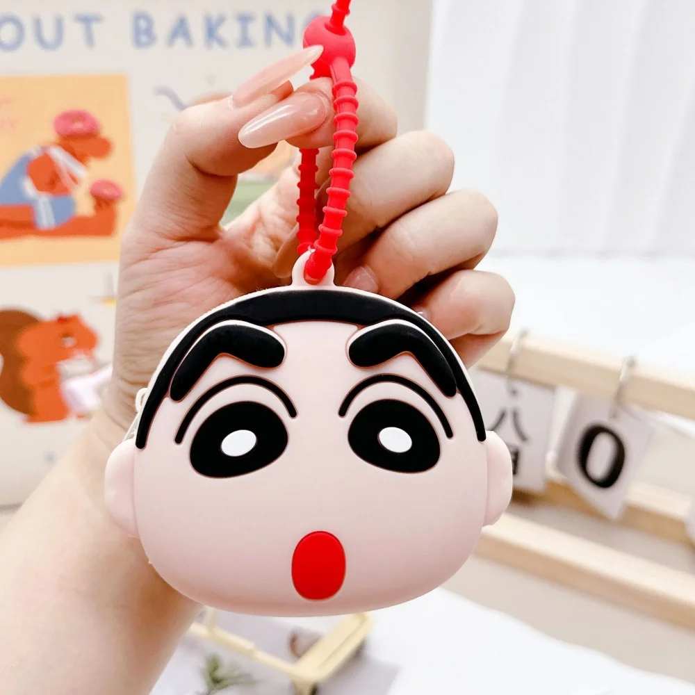 Crayon Shin-chan Soft Silicone Coin Purse Multi-functional Zipper Pouch Portable Cartoon Keychain Wallet for Coins Earphone Keys view 4