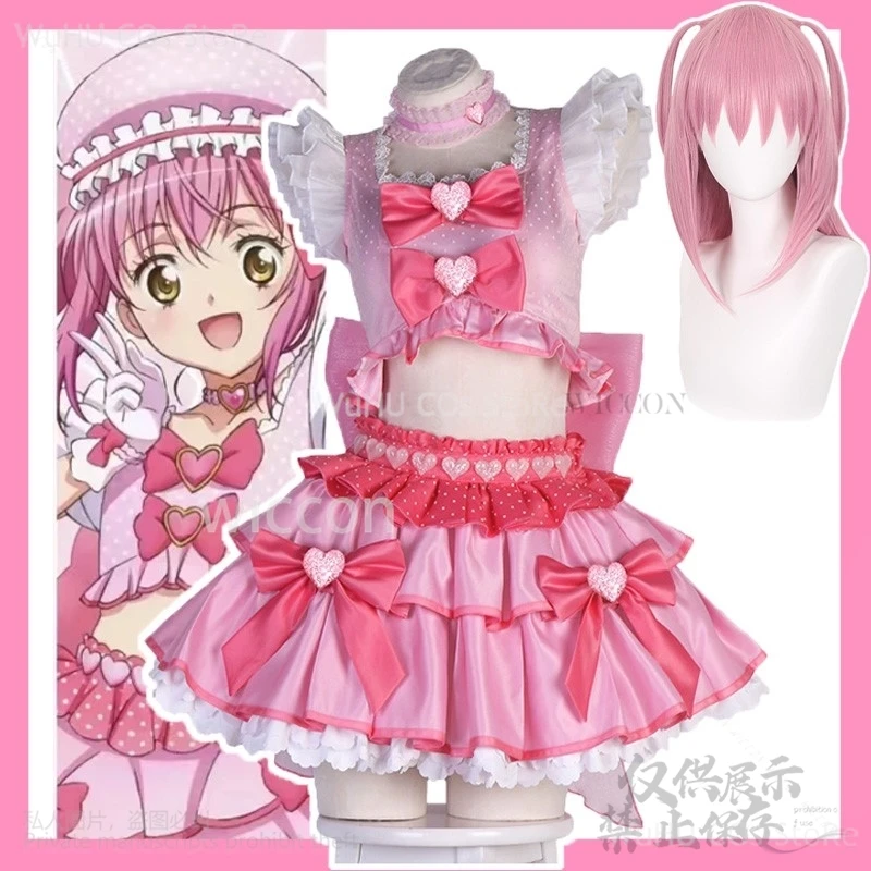 Disfraz de Anime Shugo Chara Hinamori Amu, vestido rosa, pelucas de Lolita, uniforme de Navidad y Halloween para niñas y mujeres personalizado