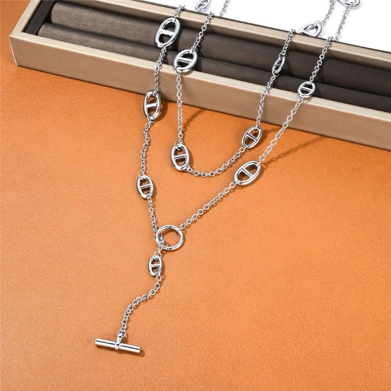 2026 Hot Sale Stainless Steel Couple Necklace Multi-Function Fashionable Multi-Layer Bracelet Same Style for Men and Women