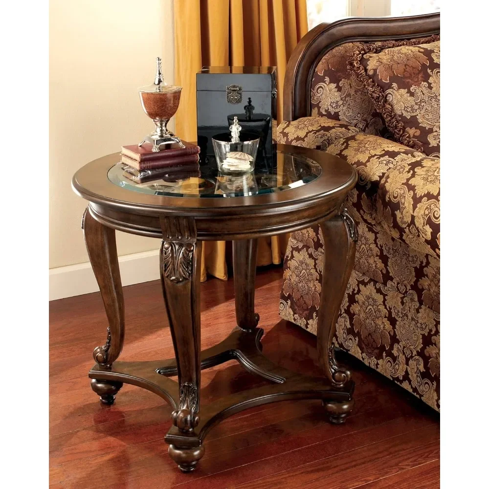 T499-6 Round End Table, 0, Dark Brown