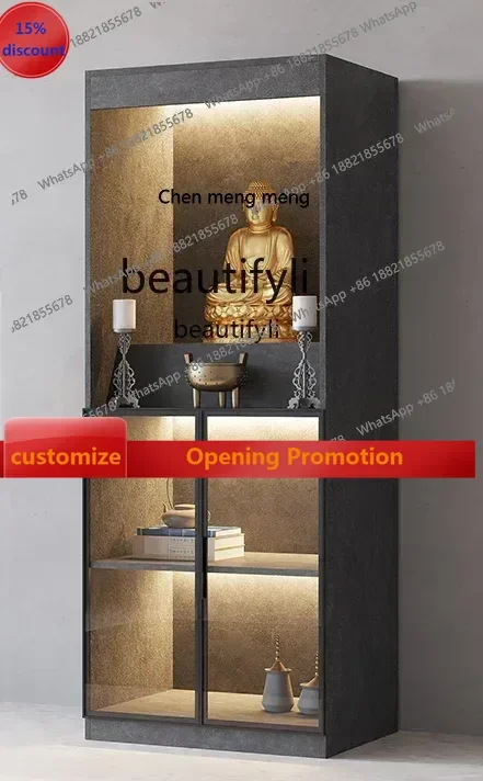 

Новый стиль Современный минималистский Храм Будды Домашний алтарь Наборы Бога богатства Гуань Гун Лицензия Статуя Шкаф Стеклянная дверь s