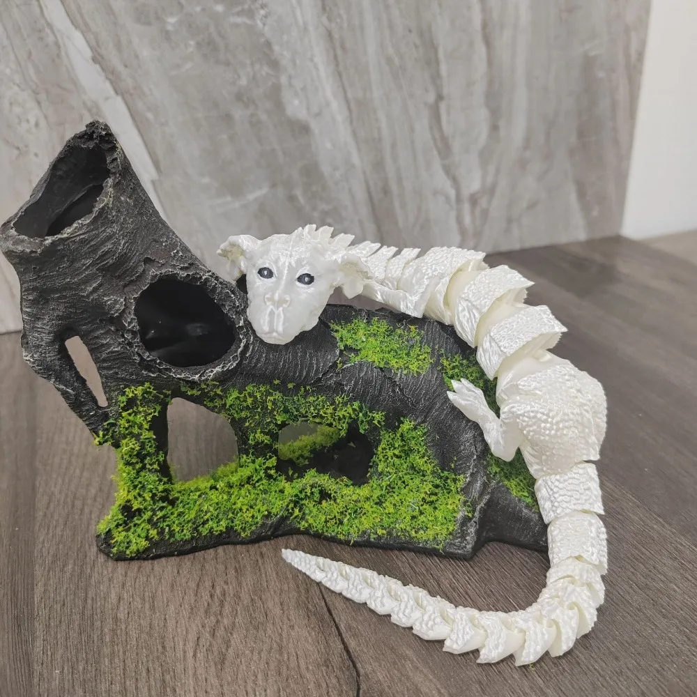 3D Printed Lucky Dragon Figurine Unique Handmade Chinese Dragon Realistic Joint Movable Dog Head Dragon Ornament