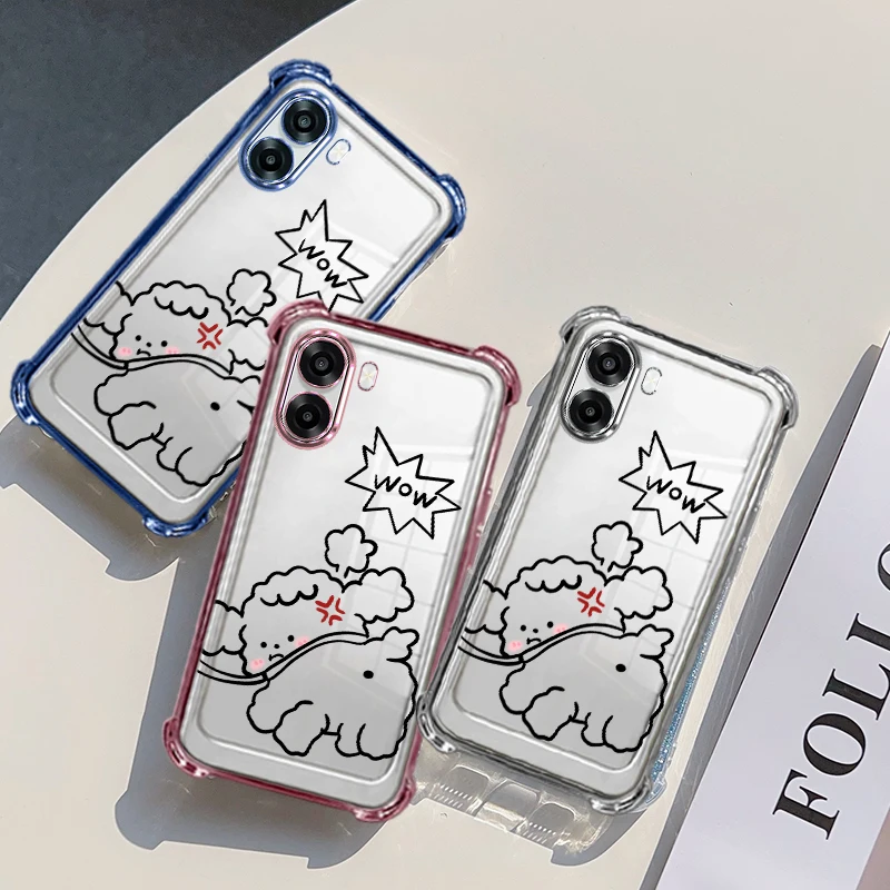 Plating Protective Cover For OPPO A6x A6k A6t A6 Pro 5G 4G Case Flxebile TPU Four-corner Shockproof Dog Pattern Fundas