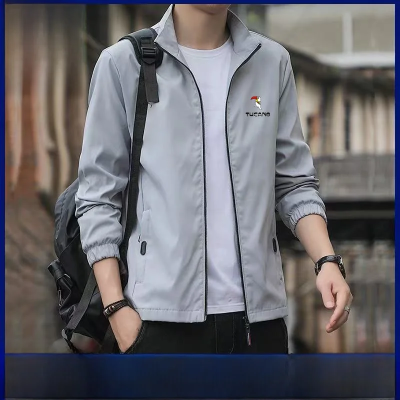 

Loose Fit Men's Jaet Spring Autumn 2025 New Korean Sle Casual Trendy Windproof Stand Collar Top Polyester Fiber ort