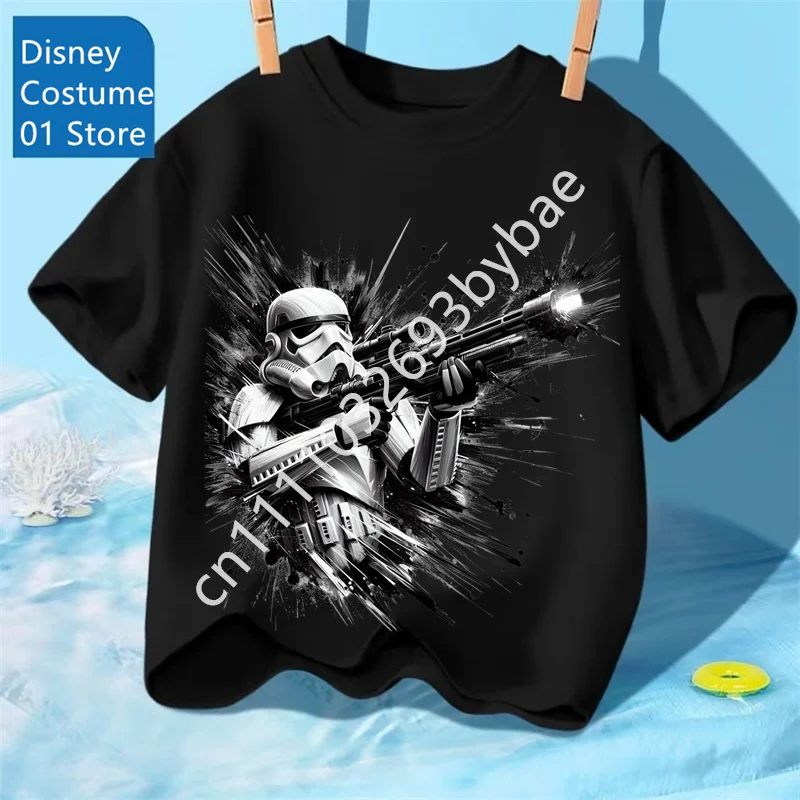 Camiseta de algodón con estampado de Star Wars The Mandalorian Grogu para niños, camiseta de algodón para niños y niñas, informal, suave, transpirable, para uso diario