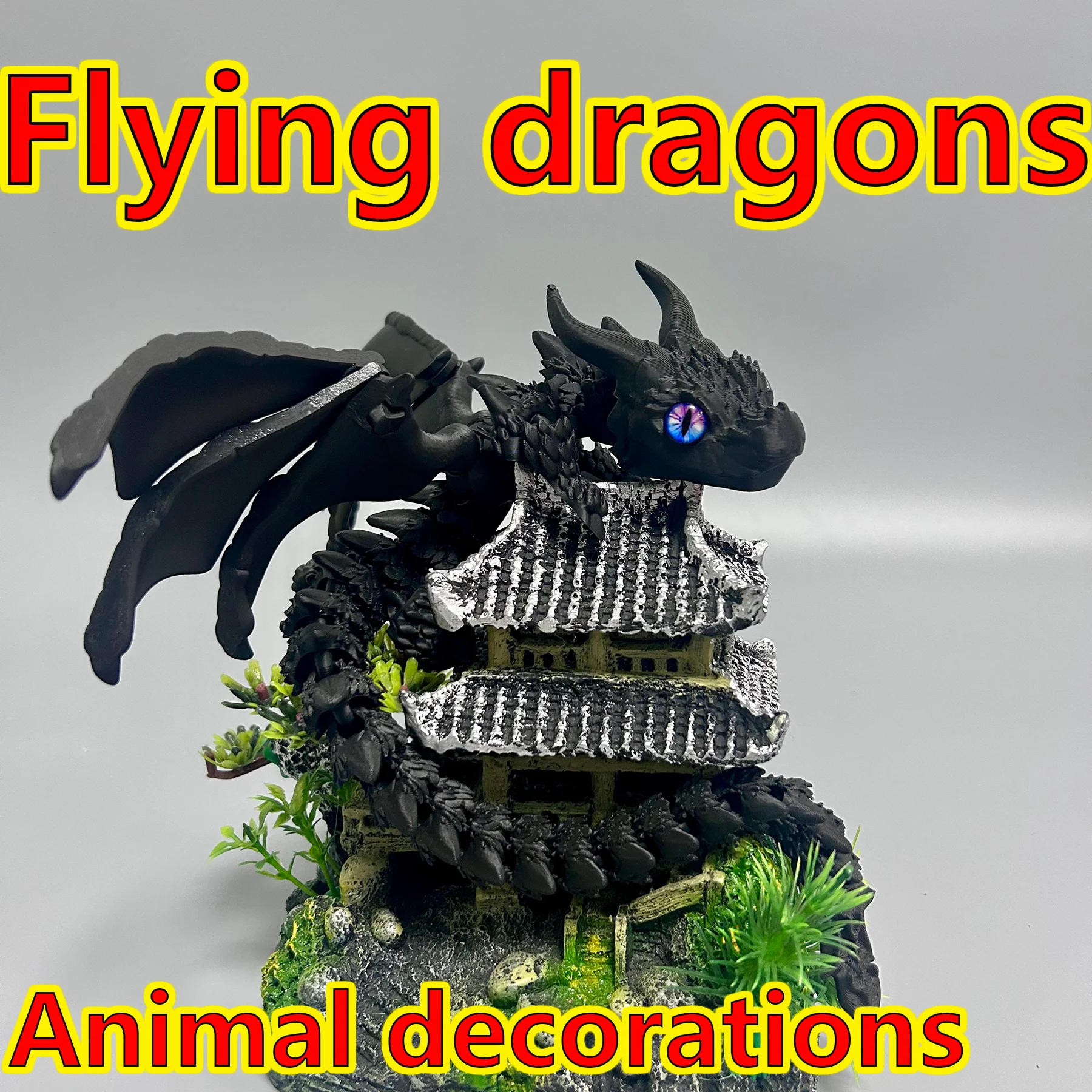 39.5cm/15.55in 3D printed dragon with movable joints, animal model, home desktop decoration, gift, collectible statue view 5