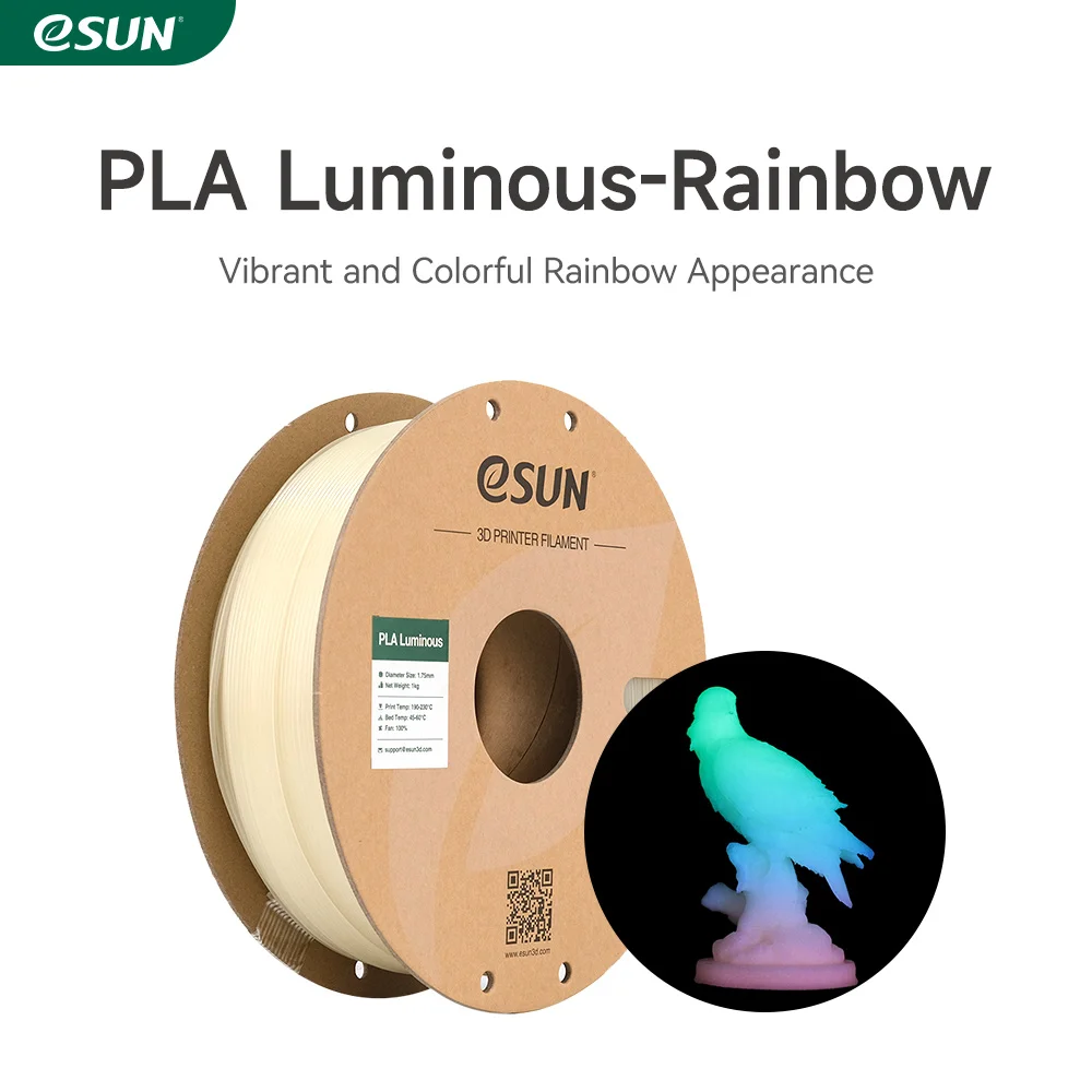 

eSUN PLA Luminous-Rainbow PLA Filament 1.75mm Glow in the Dark eStars PLA 1KG Spool Luminous 3D Printing Filament For 3D Printer