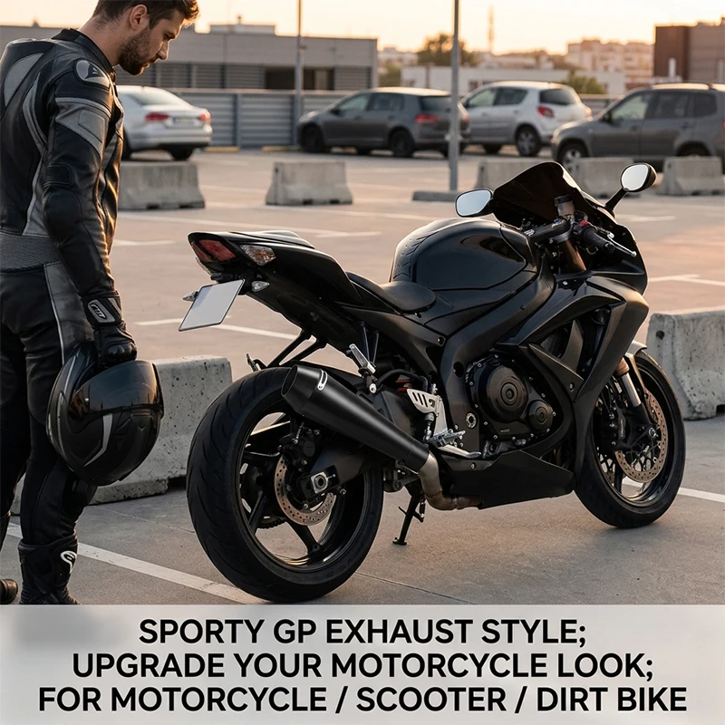 51mm Motorcycle Exhaust Muffler GP Slip On Pipe Universal for Scooter Dirt Bike Motocross 300cc 600cc 1000cc