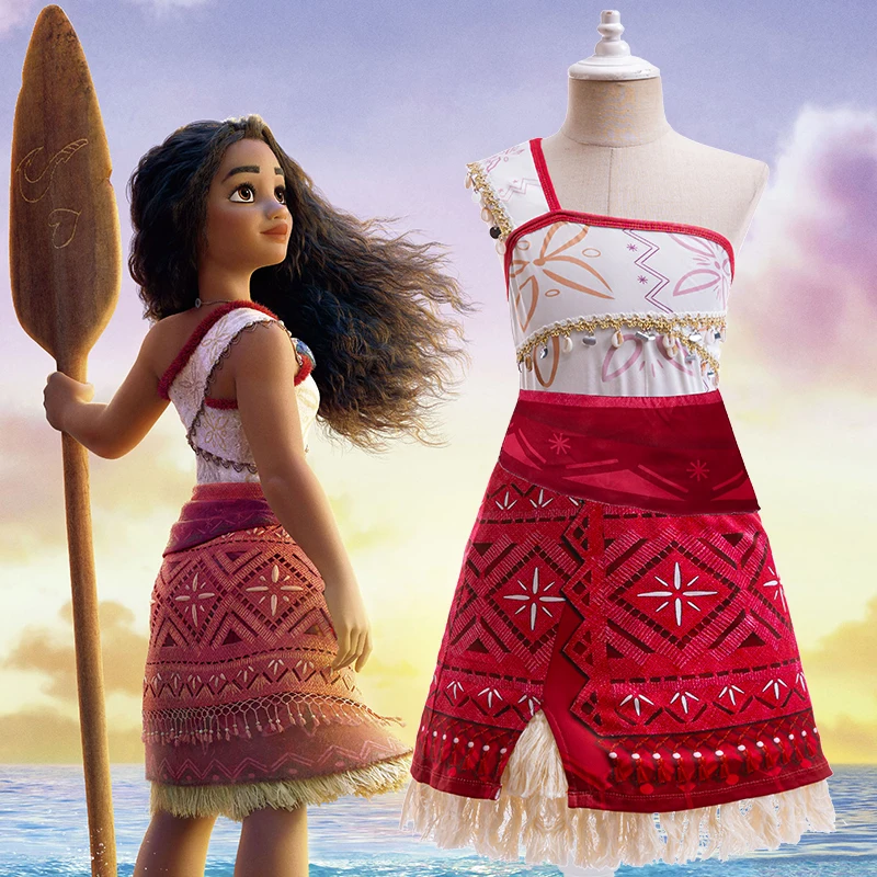 Girl role-playing clothing Marine moana Princess Dress+Necklace Children's Carnival Party 3-10 COSPLAY clothing set carnival