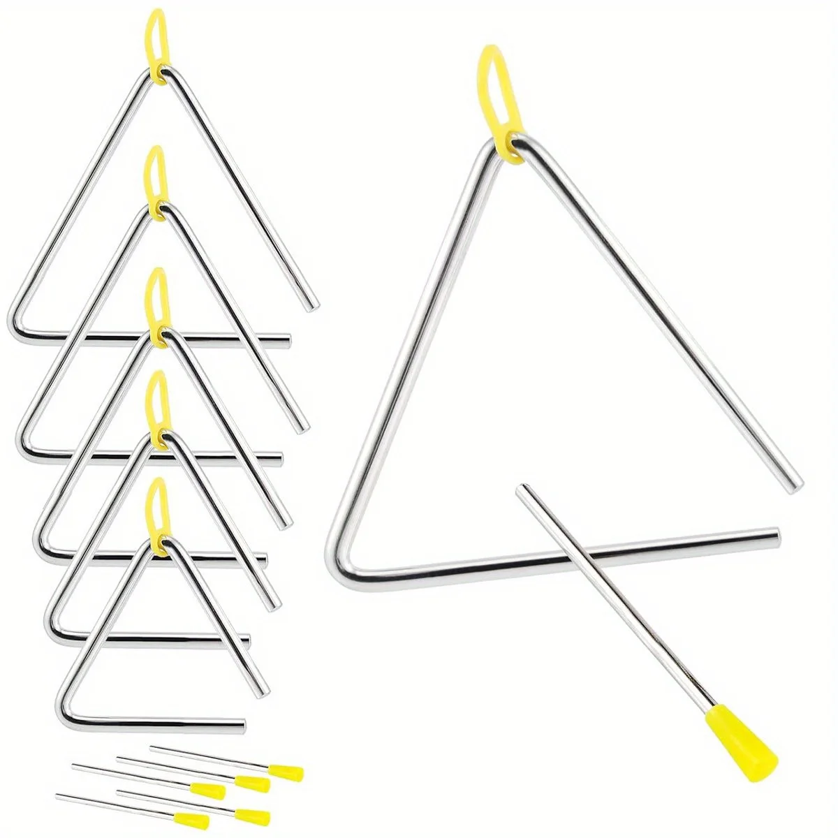 1Set 8 Inch Percussion Triangle with Mallet, Steel Hand Instrument for Rhythm Training, Music Education and Creative Play ZSY