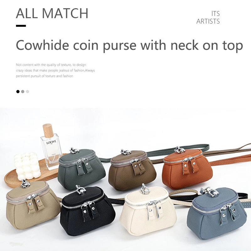 Genuine Leather Mini Crossbody Bag Compact Coin Purse / Lipstick Holder / Makeup Pouch / Earphone Organizer for Wome