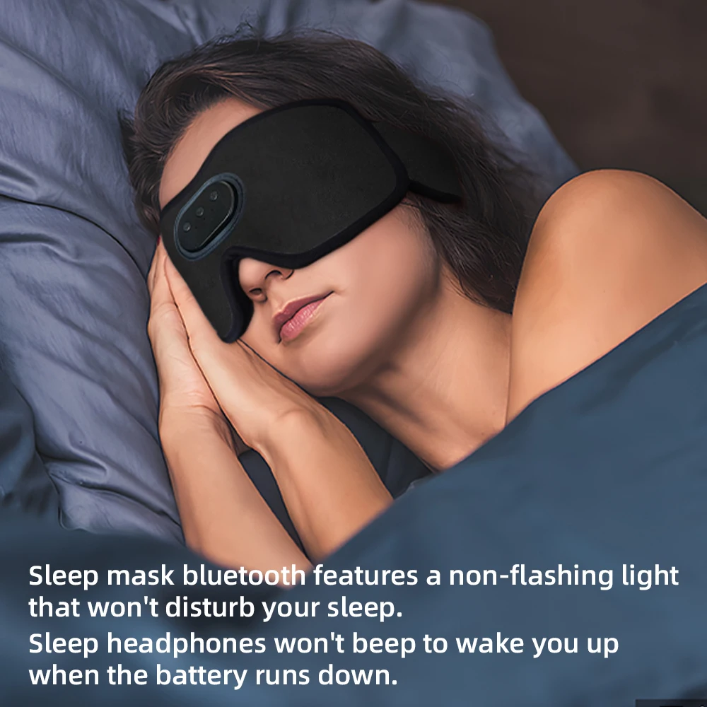 Sleep Headphones 5.2 Bluetooth Sleep Mask Cooling Eye Shade with Music and Ultra Thin Speakers for Sleeping Travel