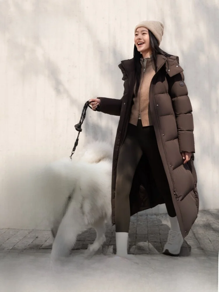 

Bosideng Winter Thickened Slim Long Over-Knee Women's down Jacket Warm Modern Style Removable Hood City Casual Duck down
