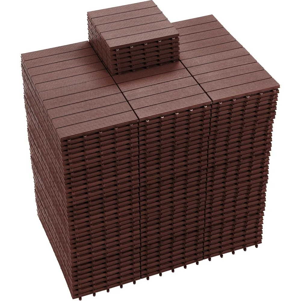 

216 PCS Plastic Interlocking Patio Deck Tiles - 12" X 12", Patio Floor Decking for Balcony, Backyard, Garden & Poolside