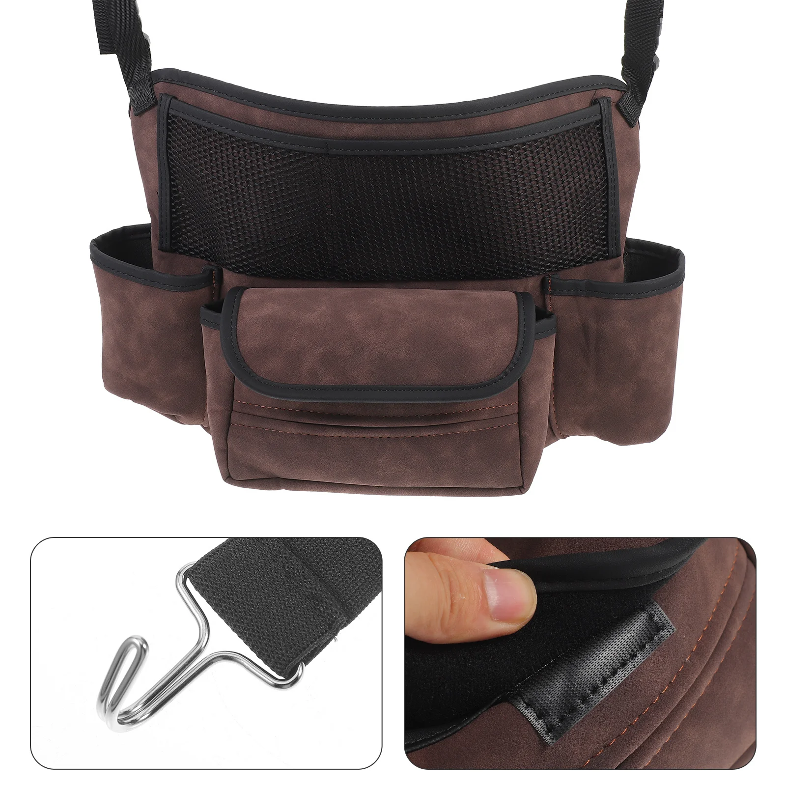 

Car Organizer Between Seats Pu Multi Pocket Storage For Front Seat Handbag Holder Car Purse Net Bag Automotive Interior