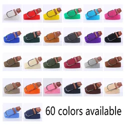 107/120/130cm Unisex Elastic Fabric Woven Casual Belt Pin Buckle Expandable Braided Stretch Canvas Leisure Belts for Men Women