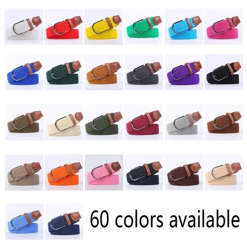 Cinturón informal tejido de tela elástica Unisex, hebilla de Pin, cinturones de ocio de lona elásticos trenzados expandibles para hombres y mujeres, 107/120/130cm