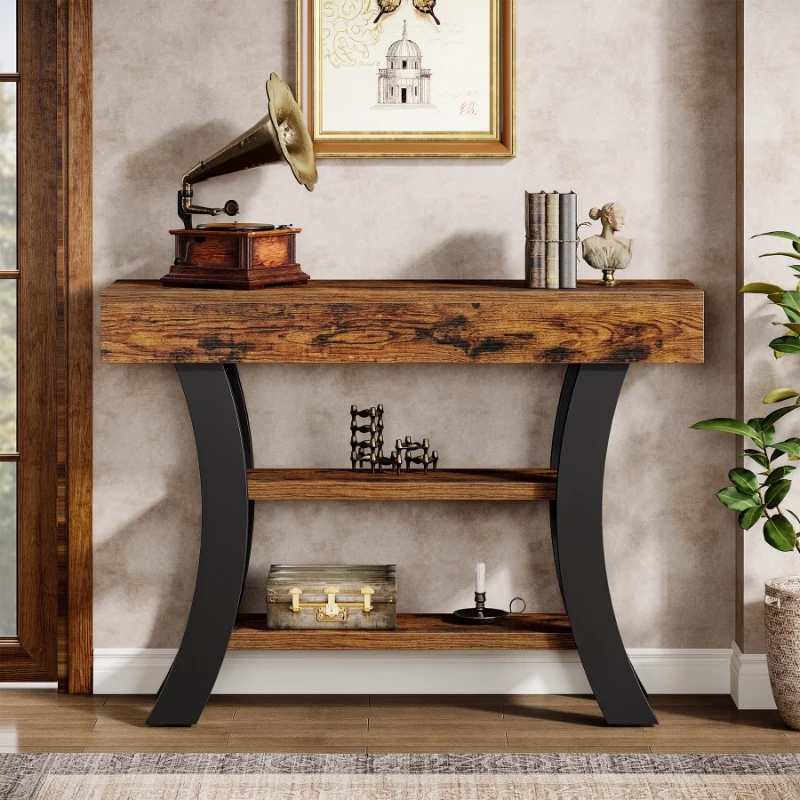 Entrance table, high-end entrance table, medieval wabi-sabi wind case, end view light luxury entrance
