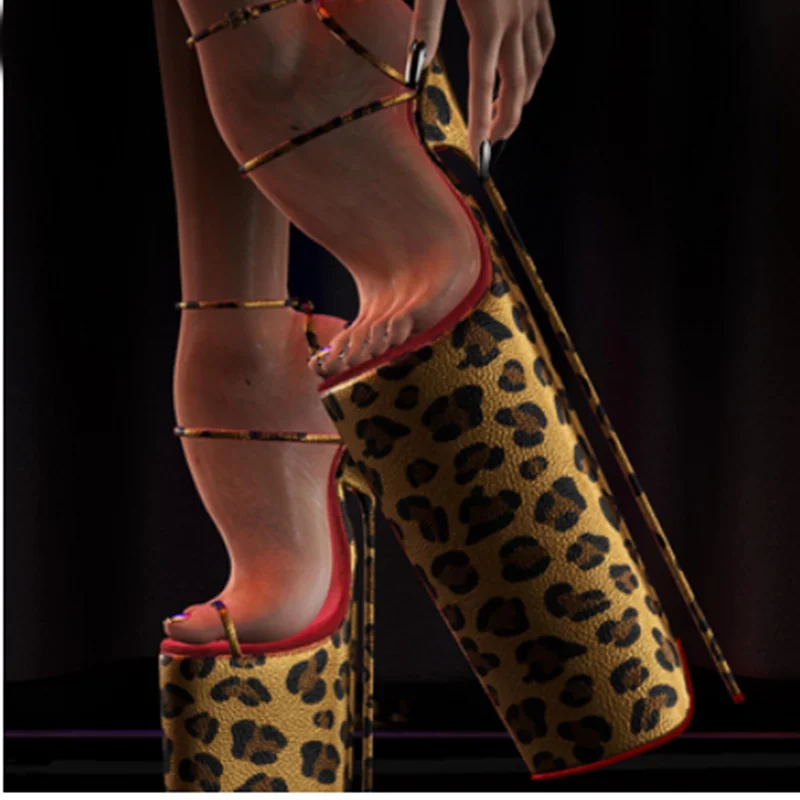 

Leopard Hollow Platform Sandals Peep Toe Thin High Heel Sexy Fashion Cool Summer Casual Big Size Woman Shoes Zapatillas Mujer